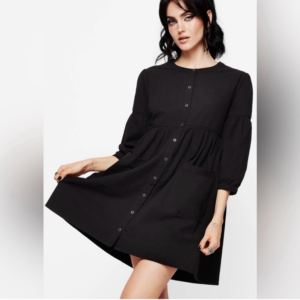 NWT Disturbia Marigold Cotton Button Up Smock Mini Dress US 10